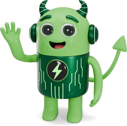 Watts, the Plugable mascot, waving